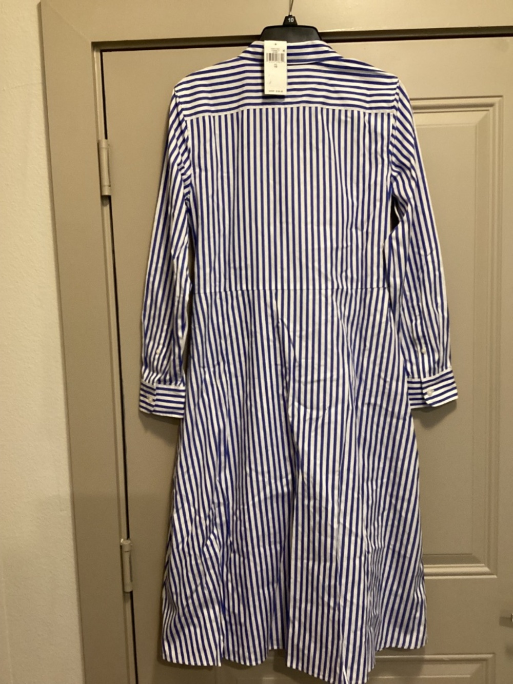 Lauren Ralph Lauren Stripe Long Sleeve Cotton Broadcloth Shirtdress, size 10 - Picture 13 of 14